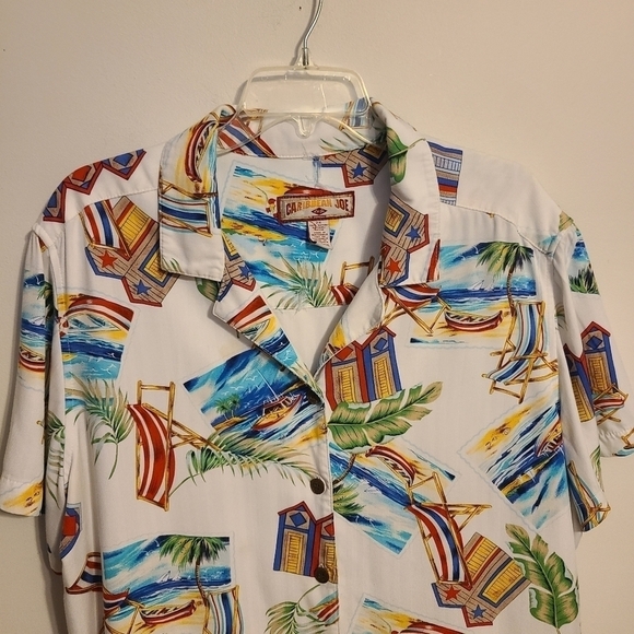 Caribbean Joe Women's | White Rayon Vacation Button Down Shirt (Size 2X) - Picture 3 of 13